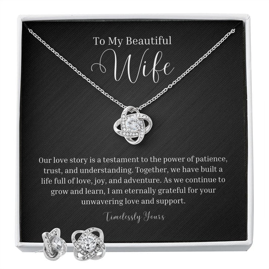 Our Love Is Timeless - Love Knot Earring & Necklace Set - Amour Pendants