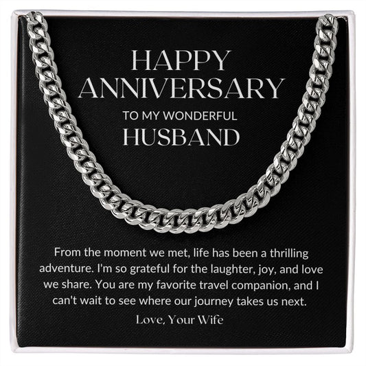To My Husband, My Partner in Adventure Cuban Chain - Amour Pendants