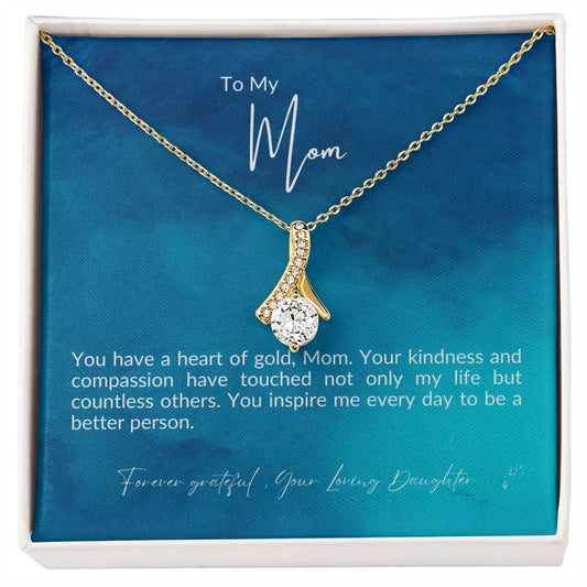 To My Mom the Most Beautiful Soul I Know Petite Ribbon Necklace - Amour Pendants