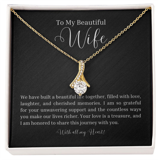To Our Beautiful Life Together Petite Ribbon Necklace - Amour Pendants