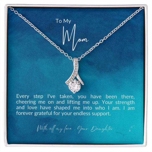 To My Mom Gratitude for a Lifetime Petite Ribbon Necklace - Amour Pendants