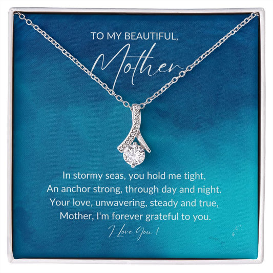 To My Mom, My Anchor Petite Ribbon Necklace - Amour Pendants