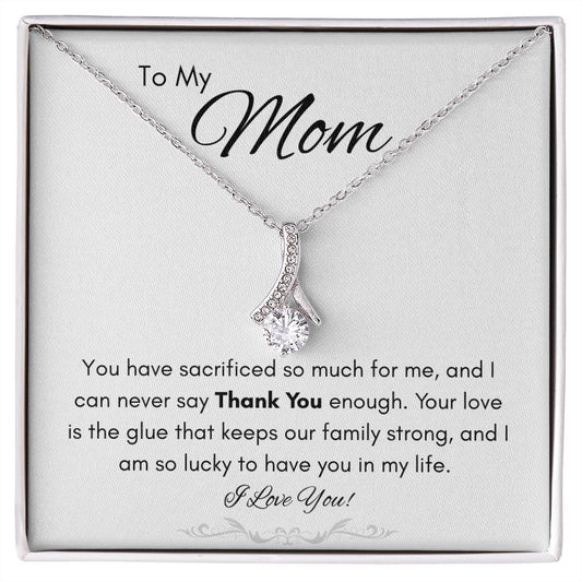 Thank You Mom Petite Ribbon Necklace - Amour Pendants