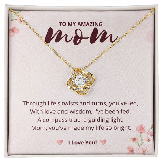 To My Mom, My Guiding Light Love Knot Necklace - Amour Pendants