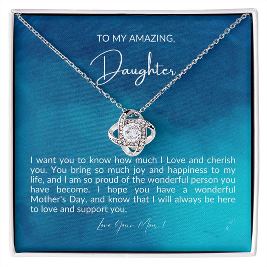 To My Amazing Daughter, Joy and Happiness Love Knot Necklace - Amour Pendants