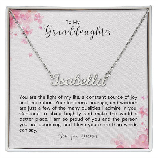 To My Granddaughter, The Light of My Life - Personalized Name Necklace - Amour Pendants