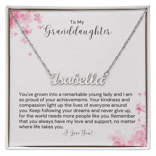 To My Granddaughter from the Bottom of My Heart - Custom Name Necklace - Amour Pendants