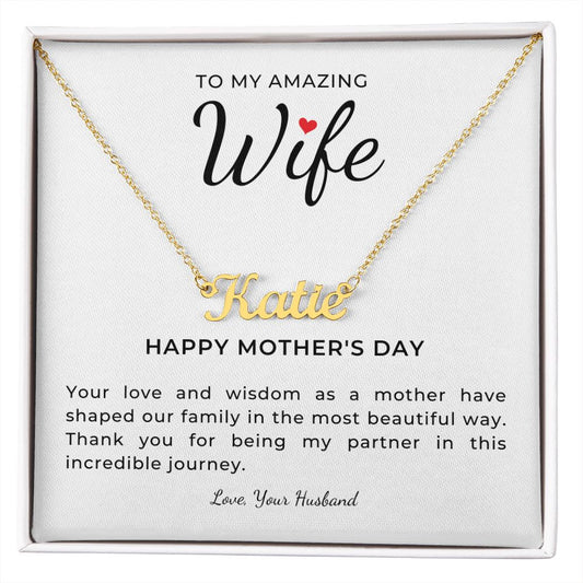 To My Wife, My Partner in Parenthood - Personalized Name Necklace - Amour Pendants