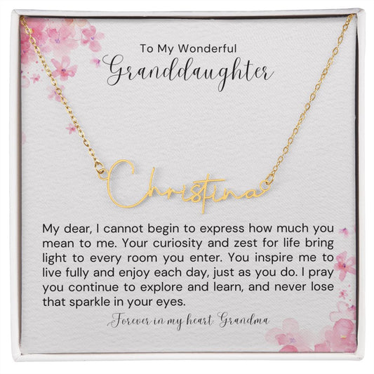 A Letter of Love to My Wonderful Granddaughter - Signature Name Necklace - Amour Pendants