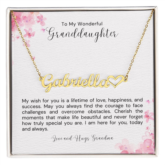 A Grandmother's Wish for Her Granddaughter - Heart Name Necklace - Amour Pendants