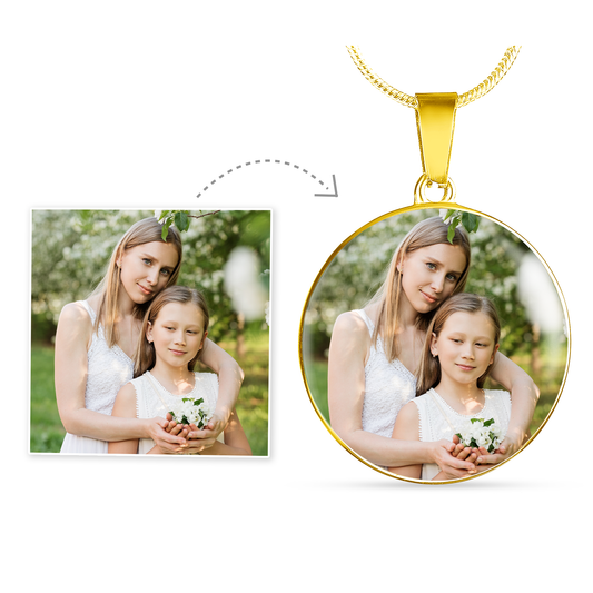 Personalized Round Photo Necklace - Gift For Mom - Amour Pendants
